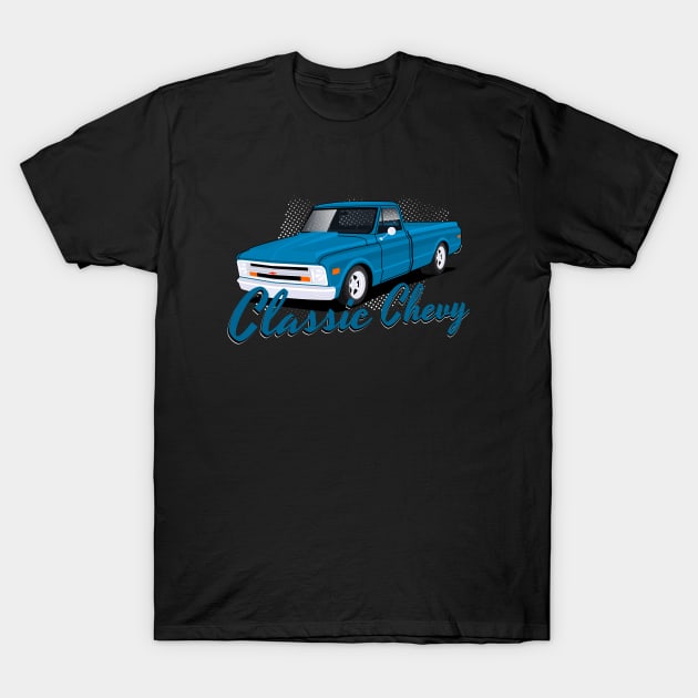 Classic Chevy Blue Shinning T-Shirt by masjestudio